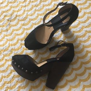 Dolce Vita Wooden, Black Suede Leather Heels